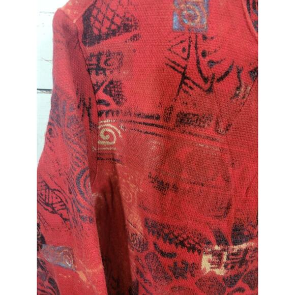 Chico's Red Southwestern Print Single-Button Career Blazer Jacket Sz 2 (12 - L) - Picture 8 of 10